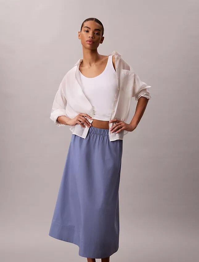 Cotton Poplin Midi Skirt Cotton Poplin Midi Skirt