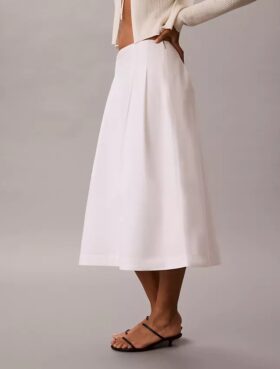 Cotton Poplin Midi Skirt