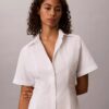 Cotton Poplin Mini Shirt Dress