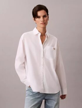Cotton Poplin Relaxed Button-Down Shirt