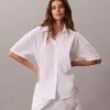 Cotton Poplin Relaxed Short Sleeve Sleep Shirt