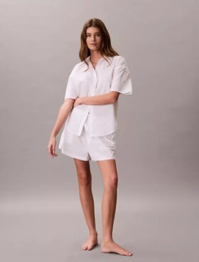 Cotton Poplin Relaxed Short Sleeve Sleep Shirt