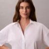 Cotton Poplin Relaxed Short Sleeve Sleep Shirt