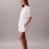 Cotton Poplin Relaxed Short Sleeve Sleep Shirt