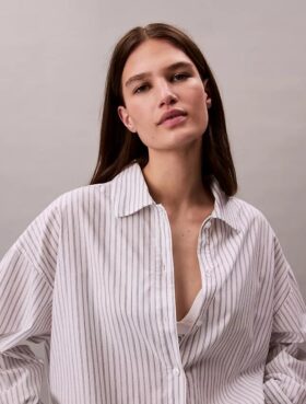 Cotton Poplin Relaxed Sleep Button-Down Shirt