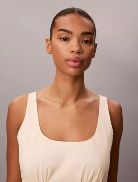 Cotton Poplin Sleeveless Midi Dress