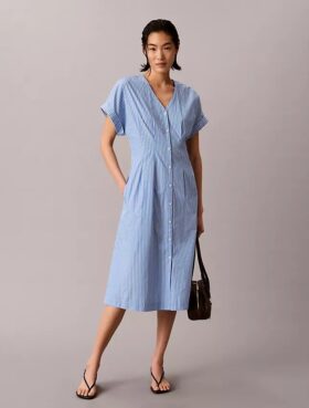 Cotton Poplin Stripe Midi Dress Cotton Poplin Stripe Midi Dress