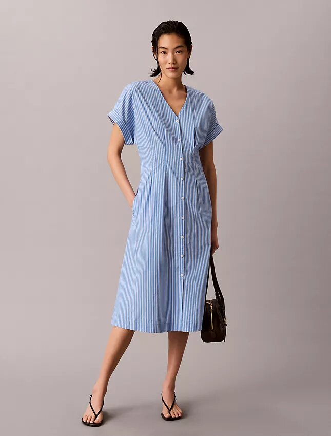 Cotton Poplin Stripe Midi Dress Cotton Poplin Stripe Midi Dress