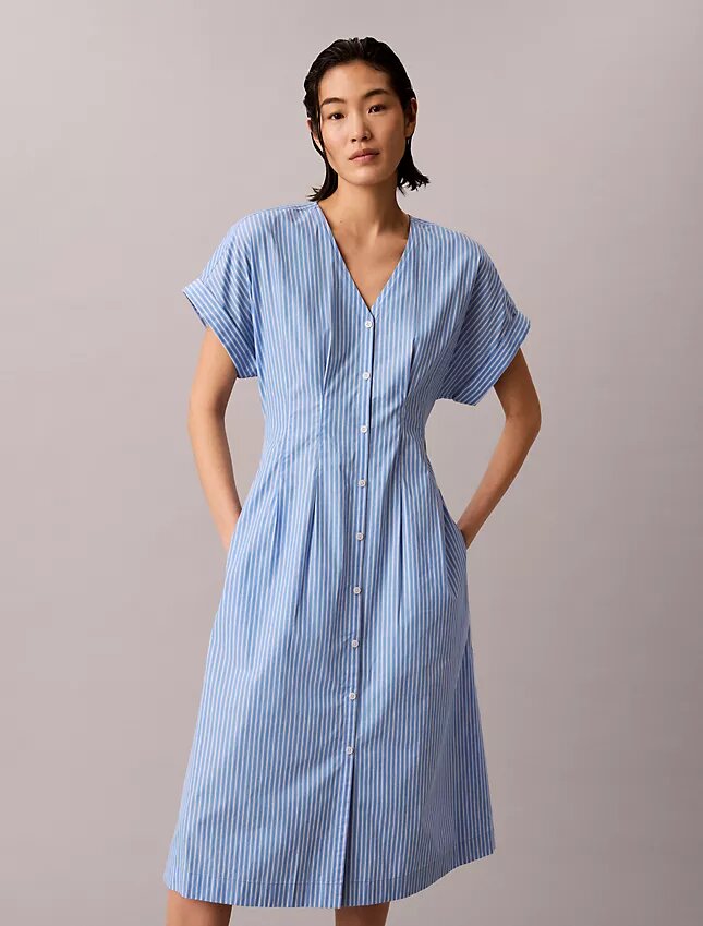 Cotton Poplin Stripe Midi Dress Cotton Poplin Stripe Midi Dress