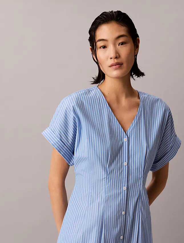 Cotton Poplin Stripe Midi Dress Cotton Poplin Stripe Midi Dress