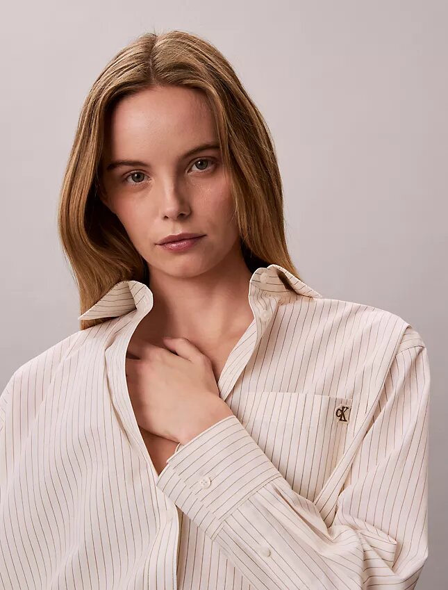 Cotton Poplin Stripe Relaxed Button-Down Shirt Cotton Poplin Stripe Relaxed Button-Down Shirt