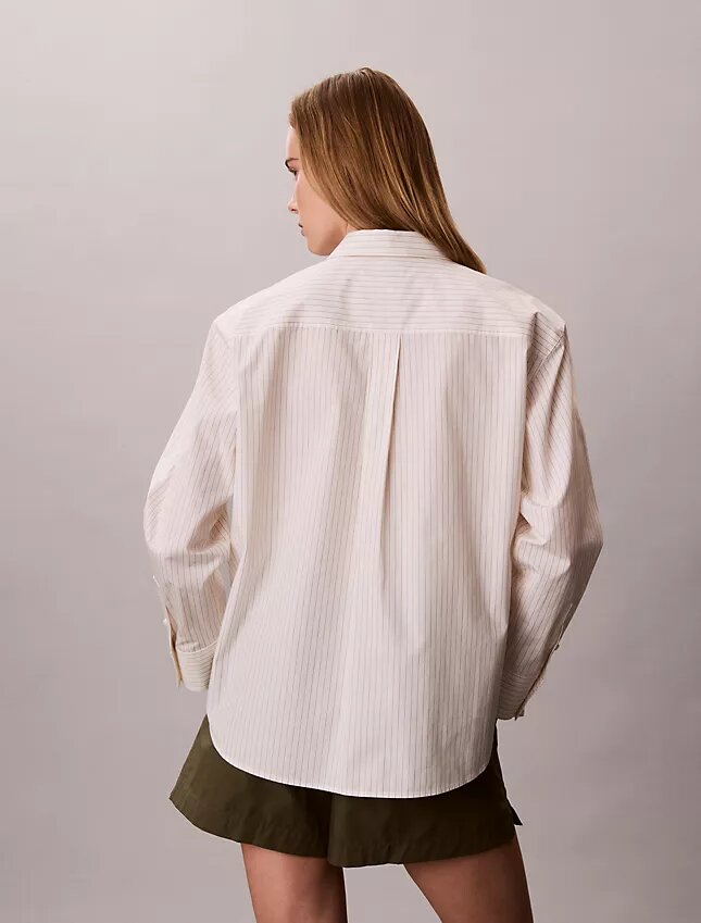 Cotton Poplin Stripe Relaxed Button-Down Shirt Cotton Poplin Stripe Relaxed Button-Down Shirt