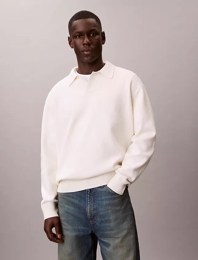 Cotton Relaxed Polo Sweater Cotton Relaxed Polo Sweater