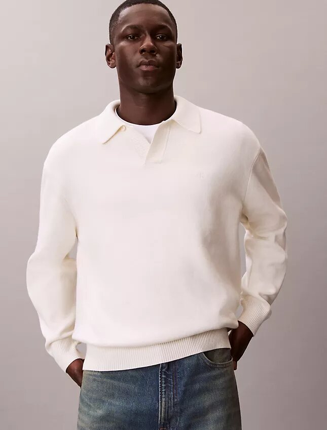 Cotton Relaxed Polo Sweater Cotton Relaxed Polo Sweater