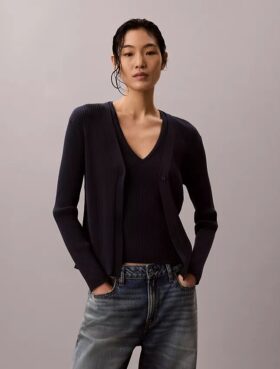 Cotton Rib Cardigan and Tank Set
