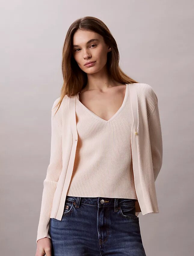 Cotton Rib Cardigan and Tank Set Cotton Rib Cardigan and Tank Set