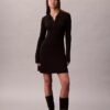 Cotton Rib V-Neck Polo Mini Dress