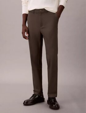 Cotton Sateen Slim Tapered Chino Pants