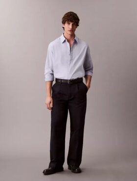 Cotton Solid Relaxed Button-Down Shirt
