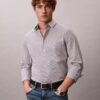 Cotton Stretch Gingham Slim Button-Down Shirt
