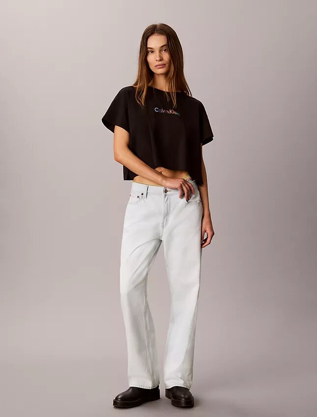 Cotton Stretch Lounge Pride Boxy Crop Tee Cotton Stretch Lounge Pride Boxy Crop Tee