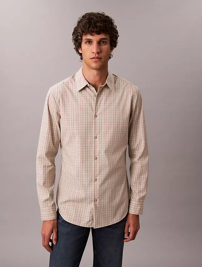Cotton Stretch Plaid Slim Button-Down Shirt Cotton Stretch Plaid Slim Button-Down Shirt