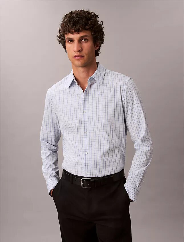 Cotton Stretch Plaid Slim Button-Down Shirt Cotton Stretch Plaid Slim Button-Down Shirt