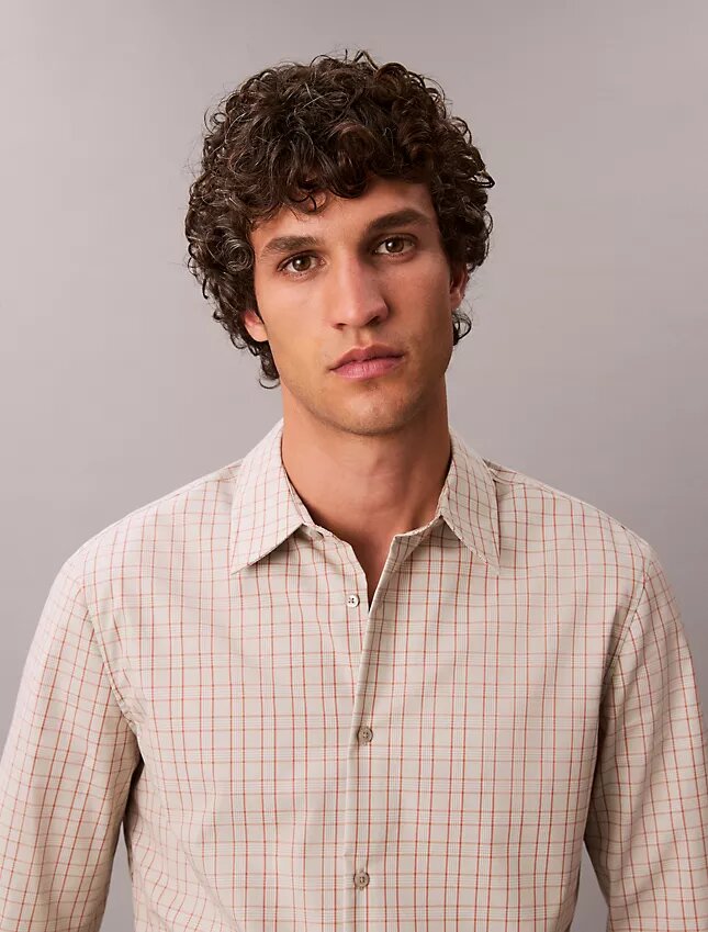 Cotton Stretch Plaid Slim Button-Down Shirt Cotton Stretch Plaid Slim Button-Down Shirt