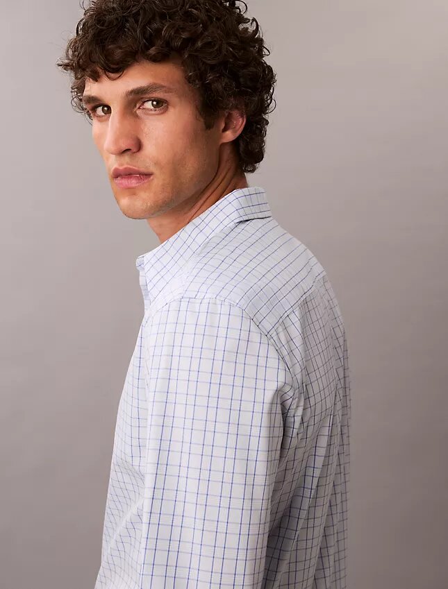 Cotton Stretch Plaid Slim Button-Down Shirt Cotton Stretch Plaid Slim Button-Down Shirt