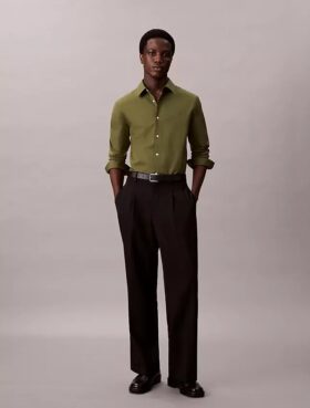 Cotton Stretch Poplin Slim Button-Down Shirt