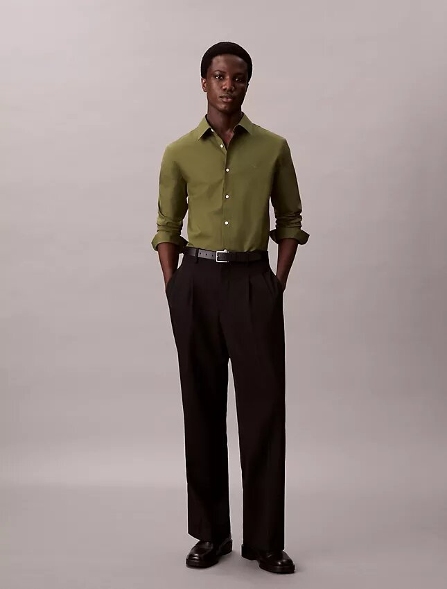 Cotton Stretch Poplin Slim Button-Down Shirt Cotton Stretch Poplin Slim Button-Down Shirt
