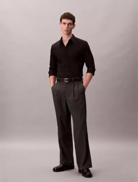 Cotton Stretch Poplin Slim Button-Down Shirt