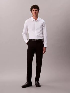 Cotton Stretch Poplin Slim Button-Down Shirt
