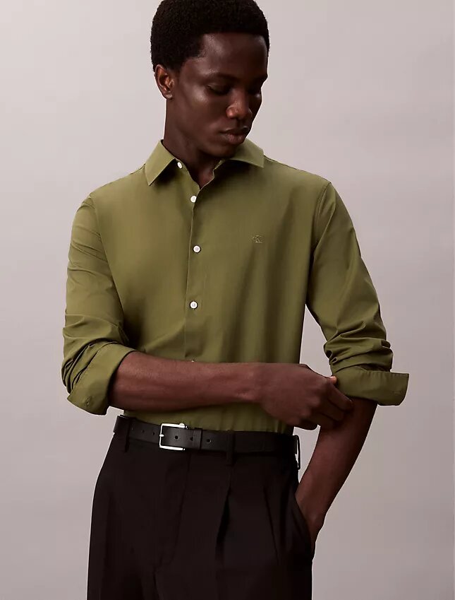 Cotton Stretch Poplin Slim Button-Down Shirt Cotton Stretch Poplin Slim Button-Down Shirt