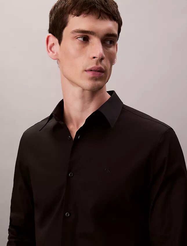 Cotton Stretch Poplin Slim Button-Down Shirt Cotton Stretch Poplin Slim Button-Down Shirt