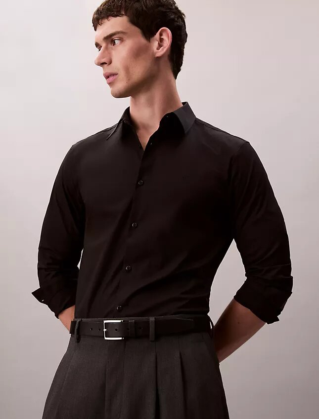 Cotton Stretch Poplin Slim Button-Down Shirt Cotton Stretch Poplin Slim Button-Down Shirt