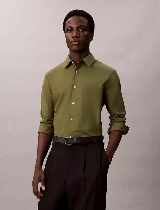 Cotton Stretch Poplin Slim Button-Down Shirt Cotton Stretch Poplin Slim Button-Down Shirt