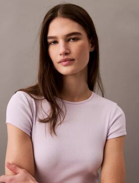 Cotton Stretch Rib Cropped Tee