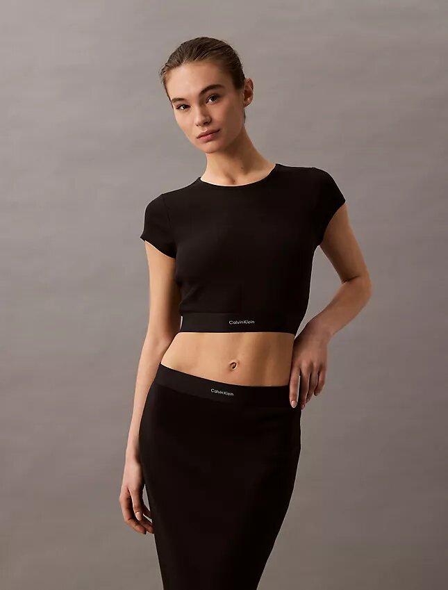 Cotton Stretch Rib Cropped Tee Cotton Stretch Rib Cropped Tee