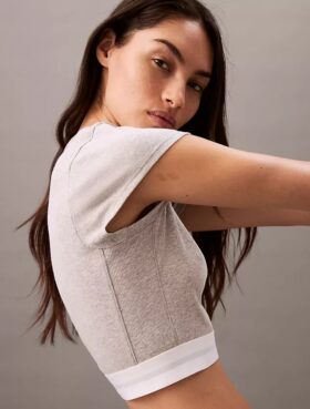 Cotton Stretch Rib Cropped Tee