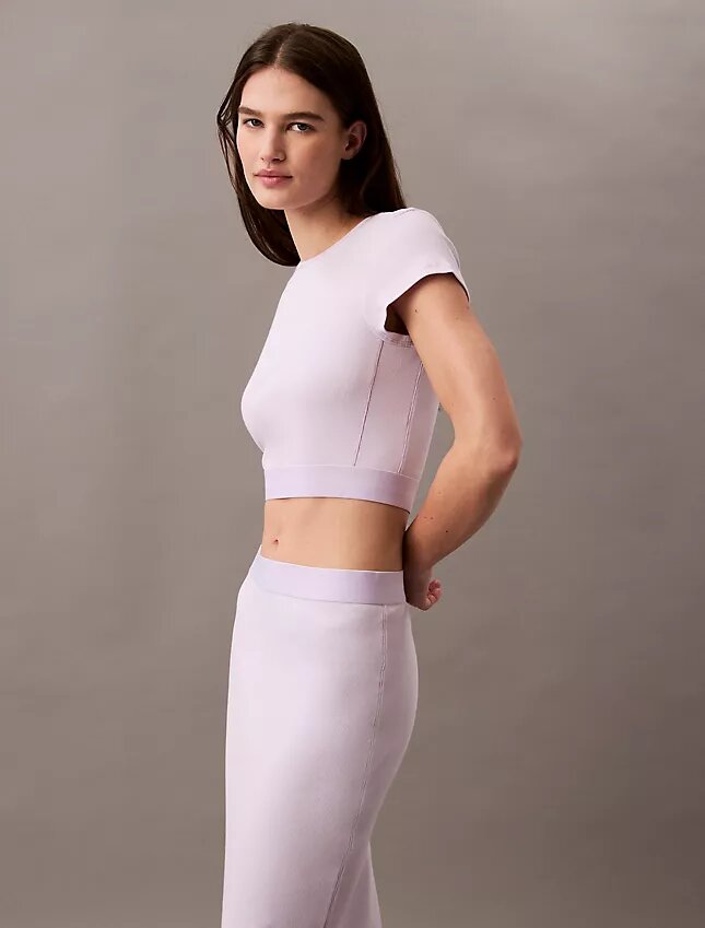 Cotton Stretch Rib Cropped Tee Cotton Stretch Rib Cropped Tee