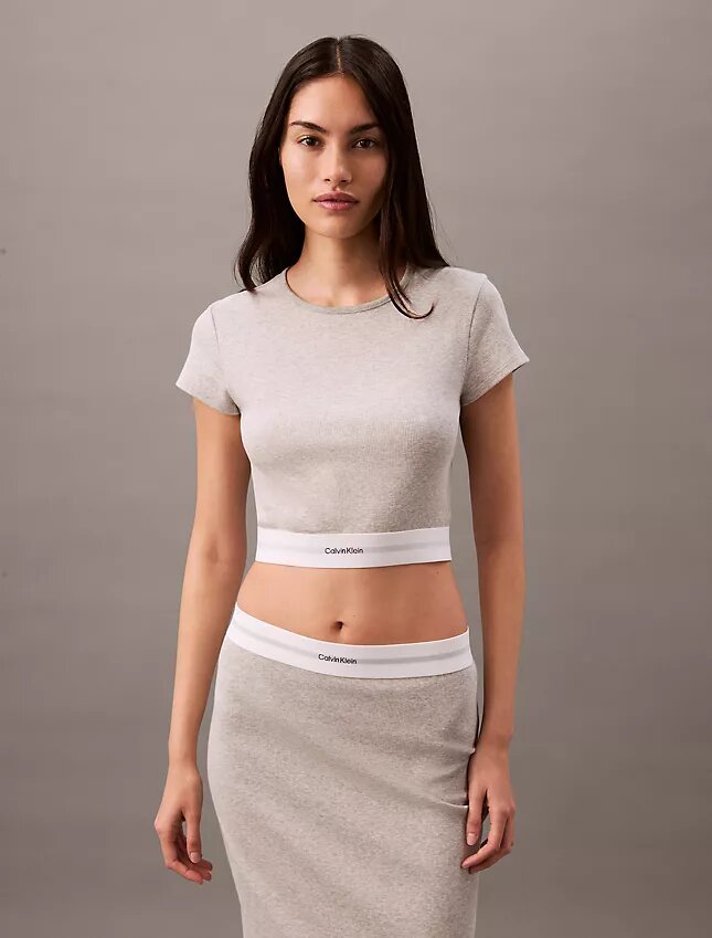 Cotton Stretch Rib Cropped Tee Cotton Stretch Rib Cropped Tee