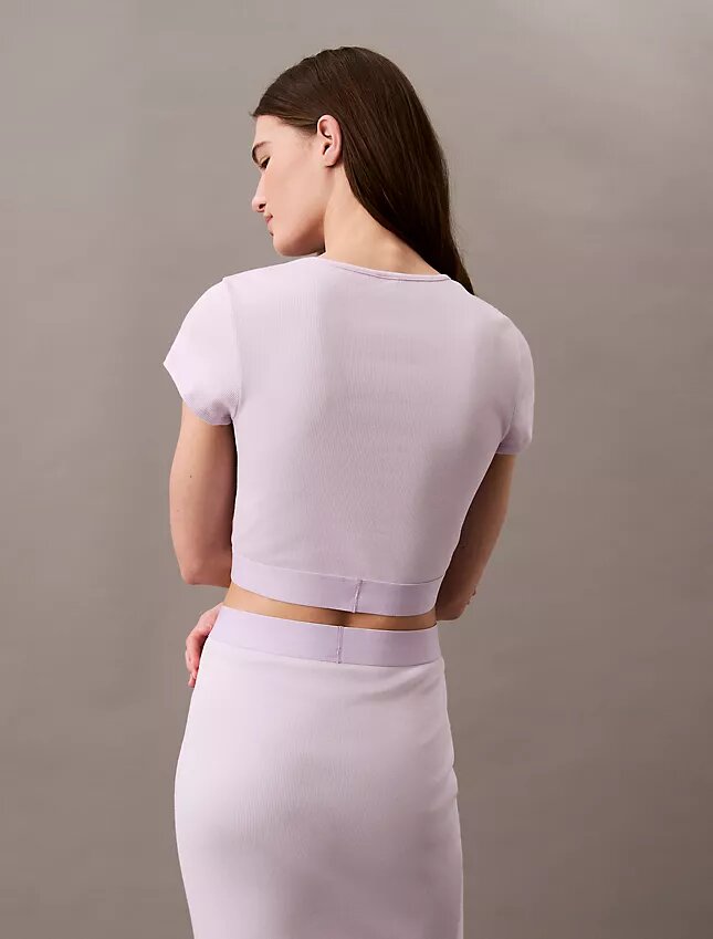 Cotton Stretch Rib Cropped Tee Cotton Stretch Rib Cropped Tee