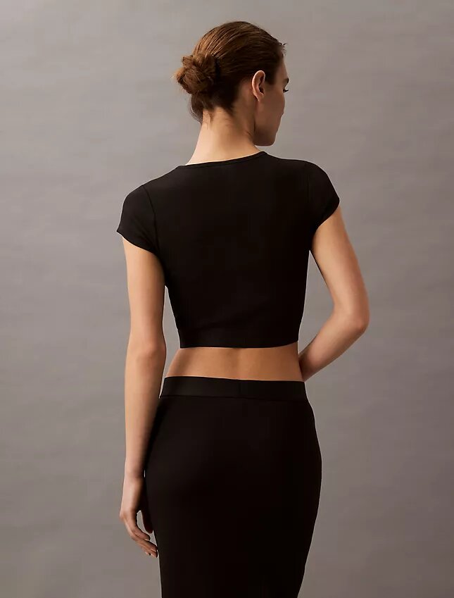 Cotton Stretch Rib Cropped Tee Cotton Stretch Rib Cropped Tee