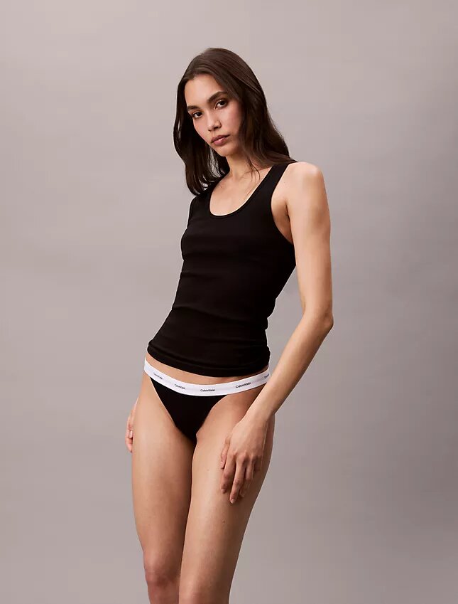 Cotton Stretch Rib String Thong Cotton Stretch Rib String Thong