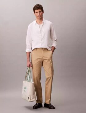 Cotton Stretch Straight Trousers