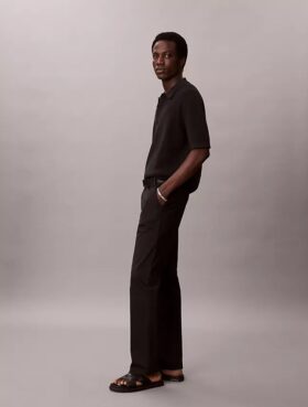 Cotton Stretch Straight Trousers