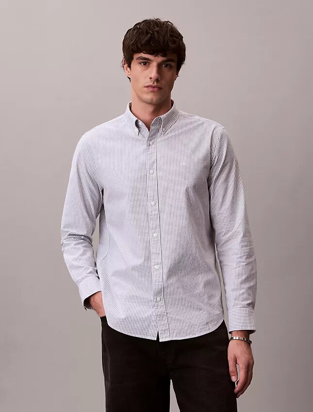 Cotton Stretch Stripe Oxford Classic Button-Down Shirt Cotton Stretch Stripe Oxford Classic Button-Down Shirt