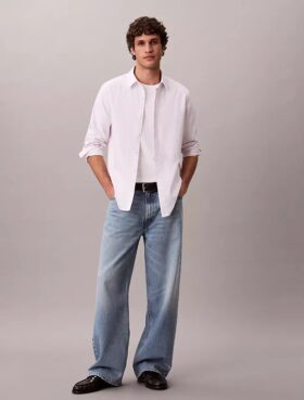 Cotton Stretch Stripe Oxford Classic Button-Down Shirt
