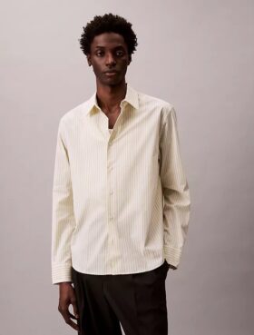 Cotton Stretch Stripe Poplin Button-Down Shirt